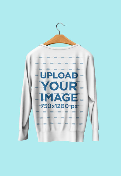 Mockup of a Sweatshirt on a Wooden Hanger