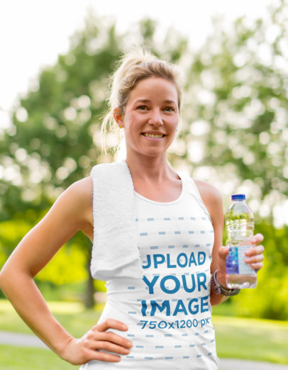 Tank Top Mockup of a Woman Equipped to Train at the Park 38279-r-el2