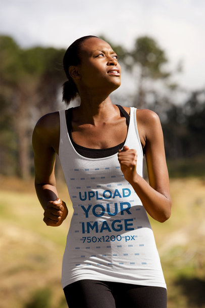 Tank Top Mockup of a Serious Woman Running 