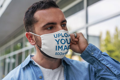 Mockup of a Brown-Eyed Man Fixing His Face Mask 4669-el1