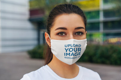 Mockup Featuring a Woman With a Face Mask