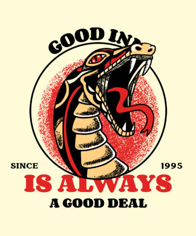 T-Shirt Design Template Featuring Tattoo Illustrations