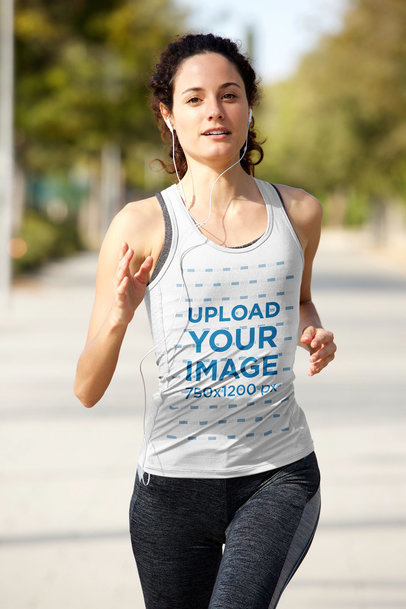 Tank Top Mockup Featuring a Woman Running