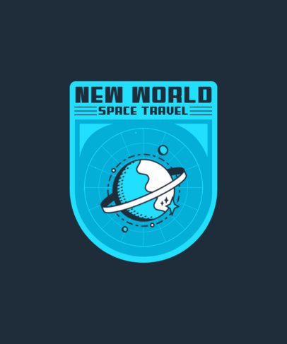 T-Shirt Design Template Featuring Badges with Space Elements