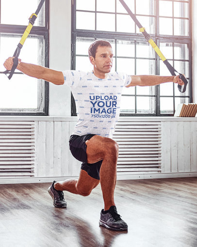 Sublimated T-Shirt Mockup of a Man Working Out