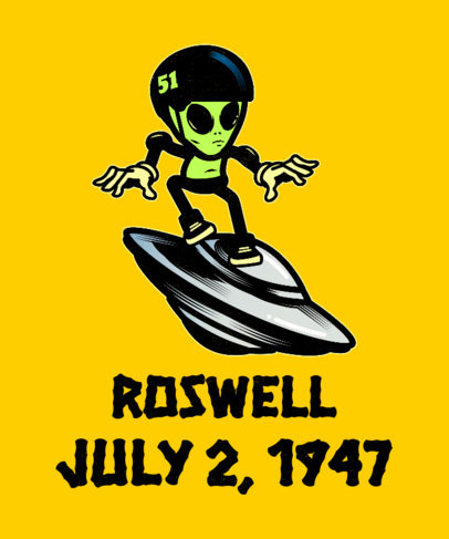 Fun T-Shirt Design Template Commemorating UFO Day 1716i-2665
