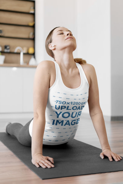 Tank Top Mockup of a Woman Doing an Upward Dog Yoga Pose