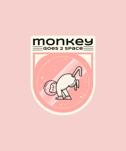 T-Shirt Design Template Featuring a Badge of a Space Monkey 