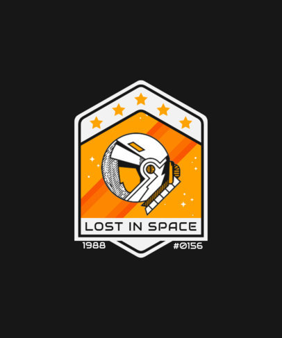 T-Shirt Design Template Featuring a Badge with an Astronaut Helmet