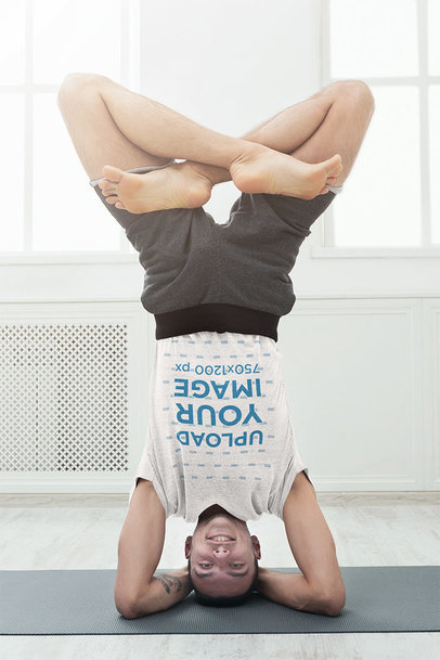 T-Shirt Mockup of a Man Doing a Headstand 37972-r-el2
