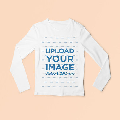 Minimal Mockup Featuring a Long-Sleeve Tee Placed on a Colored Surface 4746-el1