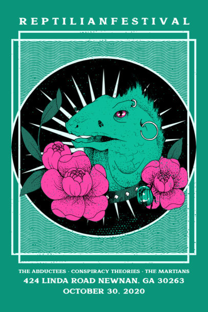 Music Festival Poster Design Maker with an Illustration of an Iguana 1937b