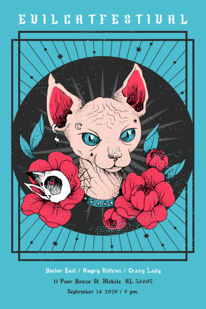 Customizable Poster Design Creator Featuring a Cat Illustration 1937c