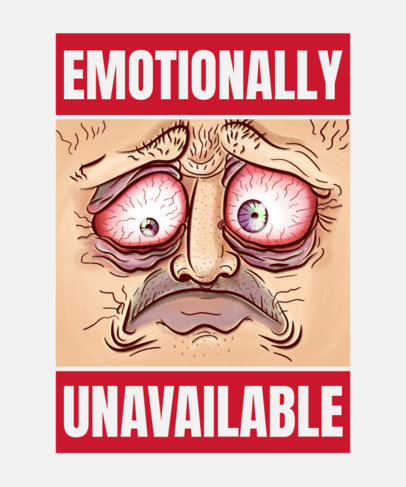 T-Shirt Design Template Featuring a Wrinkly Sad Face Cartoon 1944i