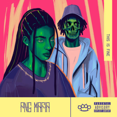 Hip-Hop Album Cover Maker Featuring Digitally Painted Graphics 3380