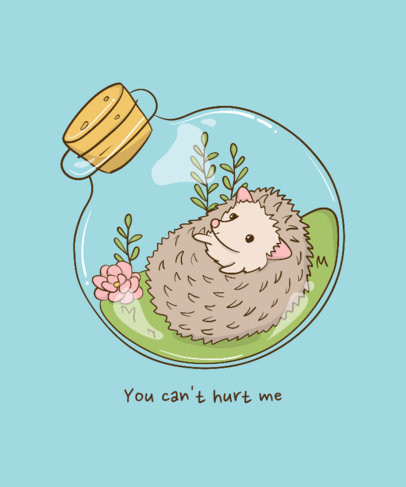 T-Shirt Design Template with Illustrations of Cute Animals in Bottles