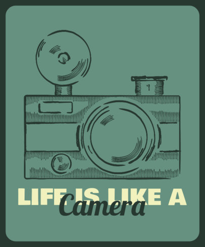 T-Shirt Design Template with a Vintage Camera Graphic