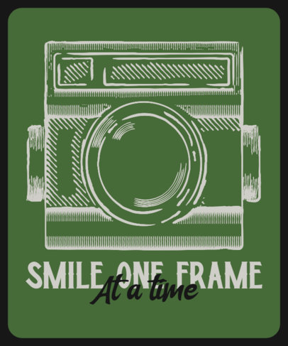 T-Shirt Design Template with an Engraving Graphic of a Vintage Camera 
