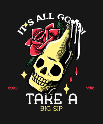 Tattoo-Style T-Shirt Design Maker Featuring a Beer Bottle 