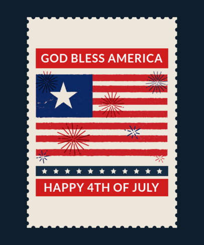 T-Shirt Design Template with an American Flag for 4th of July 