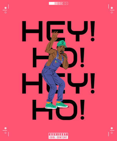 Illustrated T-Shirt Design Creator Featuring a Freestyle Rapper with a Microphone 2620c