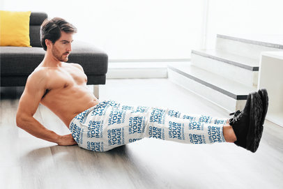 Sweatpants Mockup Featuring a Man Doing Crunches at Home 37050-r-el2