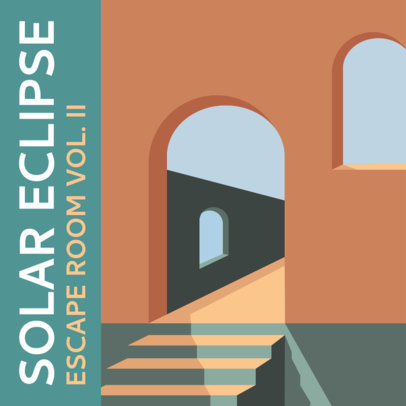 Album Cover Template with an Artistic Illustration of a Facade 2636d