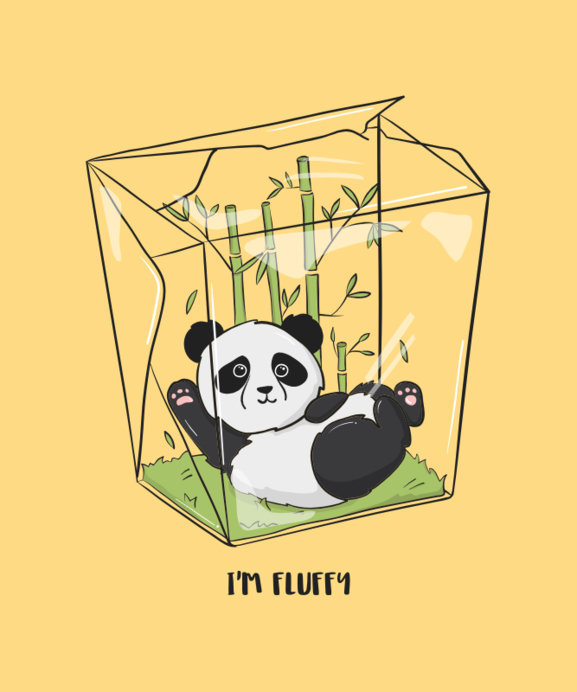 Placeit - T-Shirt Design Maker Featuring a Panda in a Chinese Food Box