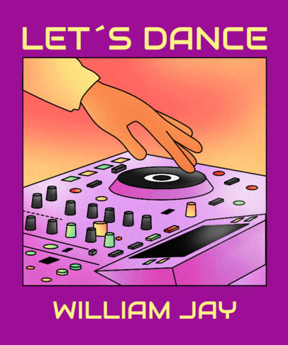 Illustrated T-Shirt Design Maker Featuring a DJ Spinning a Record on a Turntable