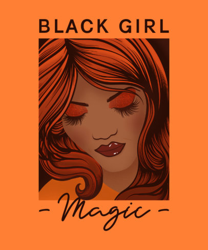 T-Shirt Design Template Featuring a Black Woman Drawing