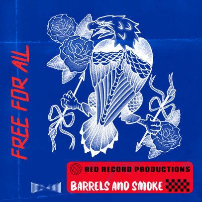 Design Maker for a Music Album Cover Featuring an Inked Eagle with Roses 2626c