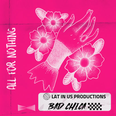 Inked Style Album Cover Design Maker Featuring a Hand with Flowers 2626e