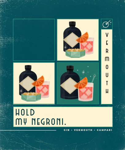 T-Shirt Design Template Featuring Retro Cocktail Illustrations