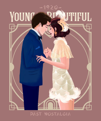 Vintage T-Shirt Design Creator with a Romantic Couple Illustration