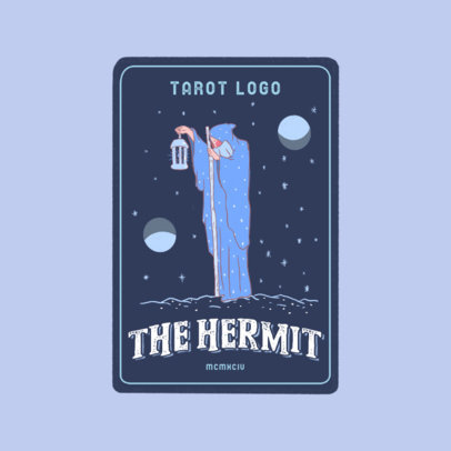 Logo Template Featuring a Tarot Card with a Hermit Graphic