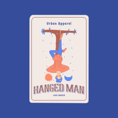 Clothing Brand Logo Template Featuring a Joker Tarot Card