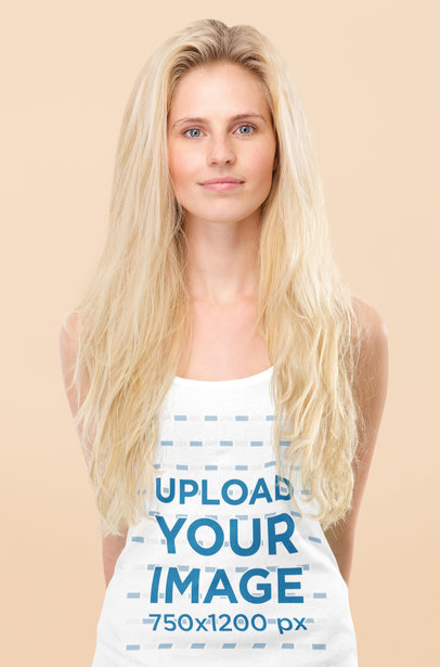 Mockup of a Woman with Long Hair Wearing a Knit Tank Top 38729-r-el2