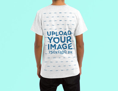 Back-View Mockup of a Man Wearing a Heather T-Shirt in a Studio