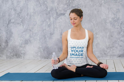 Tank Top Mockup of a Female Yogi in Lotus Position 