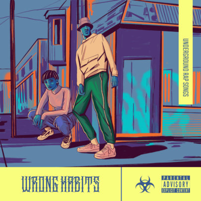 Illustrated Rap Album Cover Creator Featuring 90's Dressed Characters 3380c