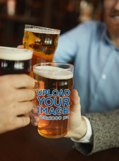 Mockup of a Group of Friends Making a Toast with Beer Glasses 35405-r-el2