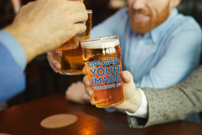 Beer Glass Mockup of a Group of Friends Toasting at a Bar 35411-r-el2