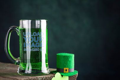 Mockup of a Beer Glass Featuring a St Patricks Day Hat