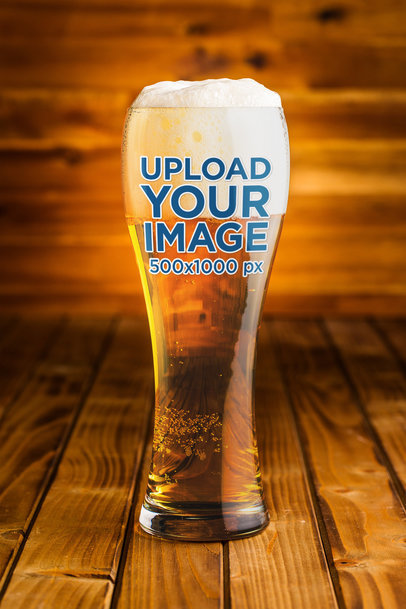 Beer Glass Mockup Featuring a Wooden Setting