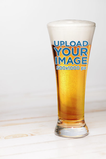 Mockup of a Tall Beer Glass in a Plain Setting 35695-r-el2