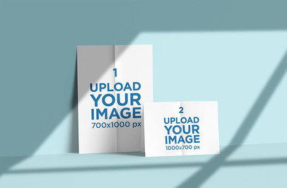 Mockup Featuring Two A4 Flyers Against a Colored Wall 