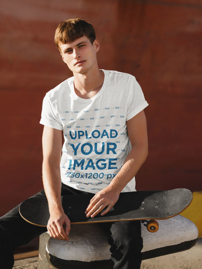 Mockup of a Skater with a Tee Posing on the Street