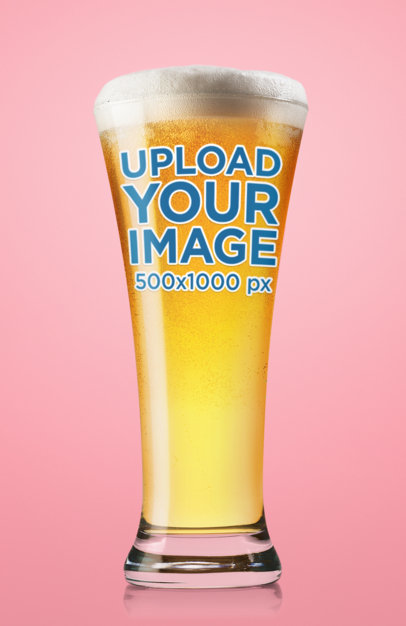 Beer Glass Mockup Featuring a Plain-Colored Background