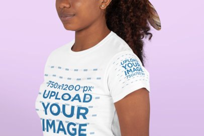 T-Shirt Mockup of the Closeup of a Curly-Haired Woman
