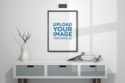 Mockup of an Art Print in a Room with Minimalist Furniture